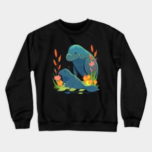 Manatees Fathers Day Crewneck Sweatshirt